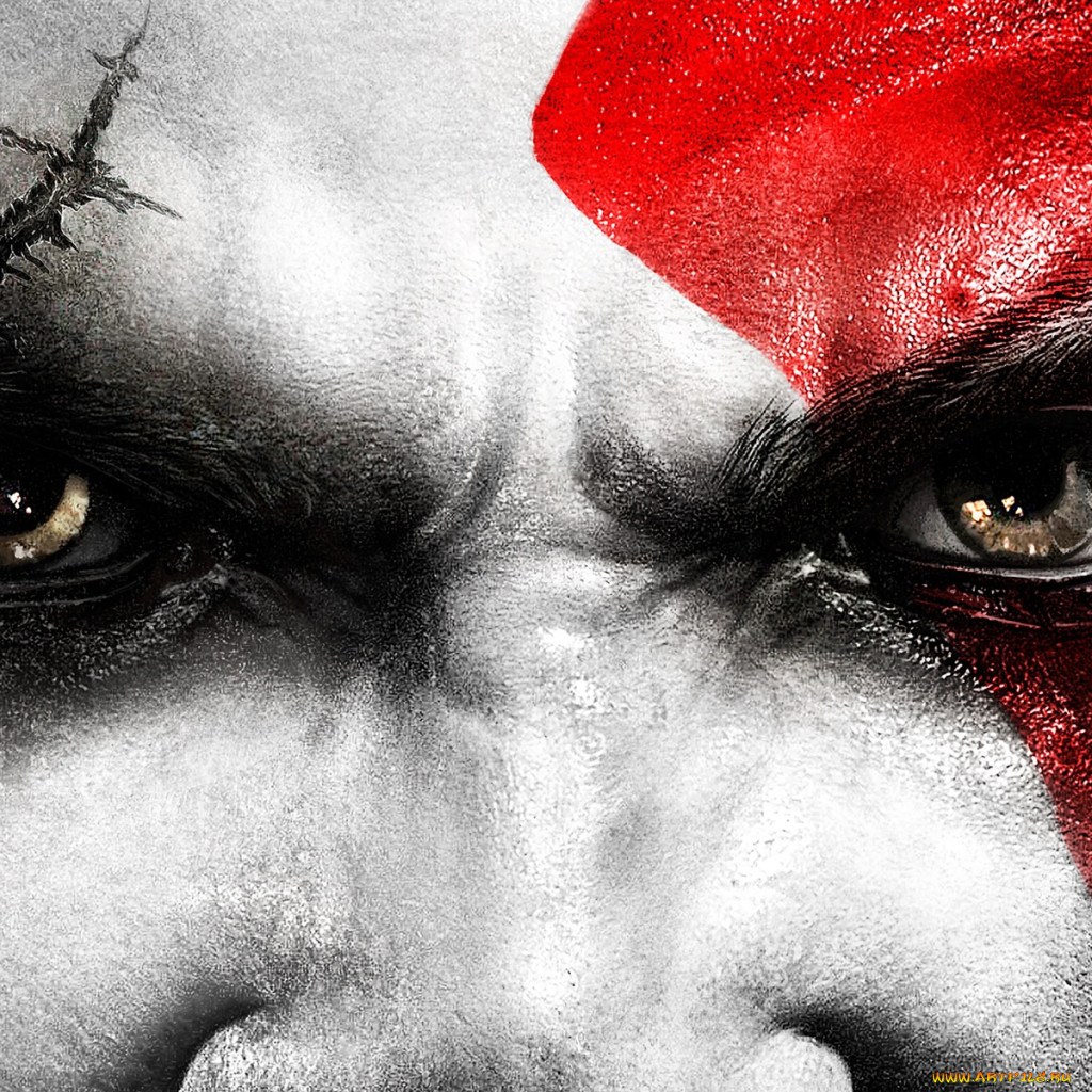 Обои Kratos eyes Видео Игры God of War III, обои для рабочего стола,  фотографии kratos, eyes, фэнтези, люди, глаза, лицо, шрам Обои для рабочего  стола, скачать обои картинки заставки на рабочий стол.